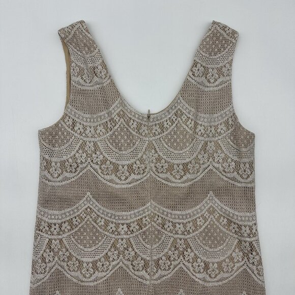 Damianou Size Large Beige Silver Metallic Sleeveless Great Gatsby Flapper Dress - Picture 6 of 9